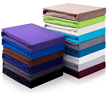 Hometex Premium Textiles Topper Spannbettlaken Spannbetttuch 180-200 x 200 cm, Bettlaken für Matratzentopper, 100% Baumwolle Jersey, Matratzen bis 10 cm, Oeko-TEX Made IN Green, Silber