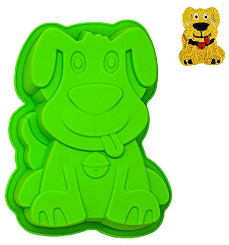 KeepingcooX Pup Puppy Dog Silikon Kuchenform zum Backen Kuchen - Hund Backform | Schokolade Mousse-Kuchen DIY, Welpe Hündchen Form | Geburtstagstorte Pfanne für Kinder, 20 x 4 x 16 cm
