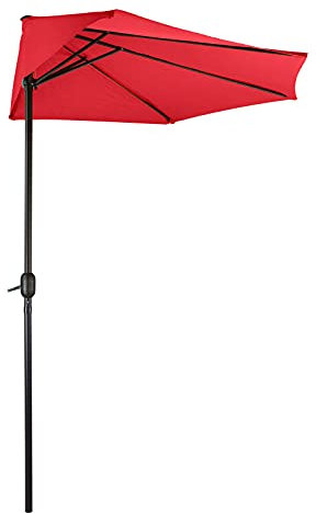 Sonnenschirm Gartenschirm Sonnenschutz halbrund rot Ø/Breite 300x156 cm
