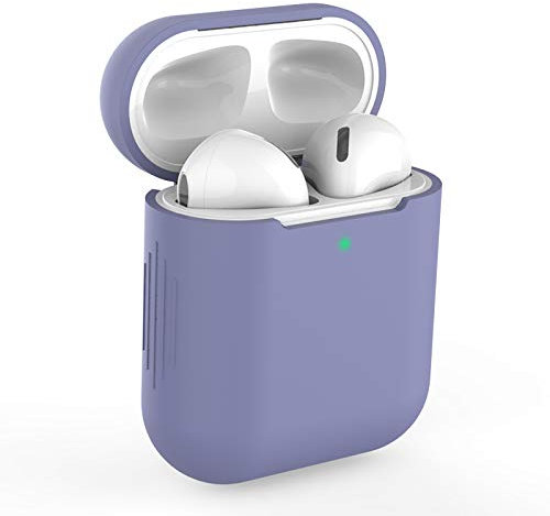 KOKOKA Custodia in Silicone Compatibile con AirPods 2 e 1, Silicone Protettiva Case Cover for Airpods 2 e 1, [LED anteriore Visibile] [Supporta la Ricarica Wireless] Lavender Grey