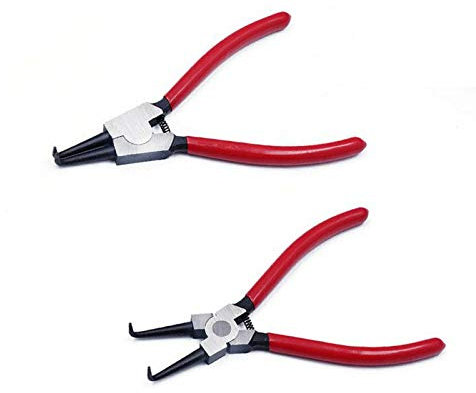 Bent Nose Circlip Plier 6/150mm Internal + External Bent Plier C Clip Remover Tool for Electrical and Wood Work, DIY and Jewellery Making (Red)