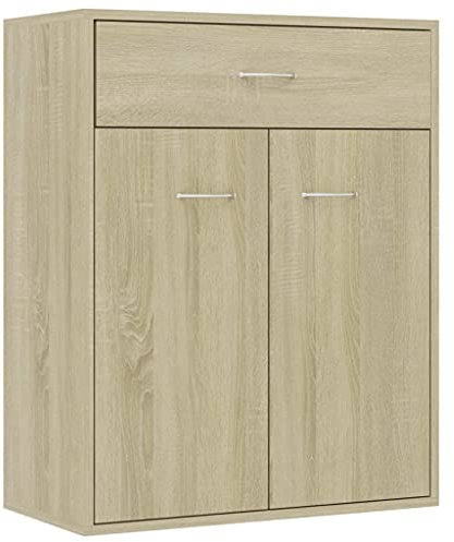 vidaXL Aparador de Almacenamiento Auxiliar Cajonera Organizador para Hogar Mueble Servicio de Buffet de Contrachapada Color Roble Sonoma 60x30x75 cm