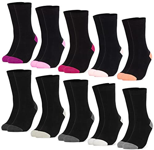 LOT de 10 CHAUSSETTE pour FEMME en COTON (modèle: Gertrud) Noir Rose 35-38
