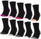 LOT de 10 CHAUSSETTE pour FEMME en COTON (modèle: Gertrud) Noir Rose 35-38