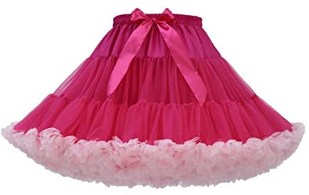 Femmes Tutu Puffy Tulle Jupe de Noël Bowknot Danse Maille Multi-Couche Ballet Costume Jupon Jupe Courte Courte Tutu Robe en Tulle Rétro Luxueux Doux Petticoat (Poudre de Rose Rouge, Taille Unique)