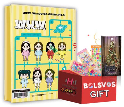 Weekly- Weekly 2022 SEASON'S GREETINGS : WUW : Wake Up Weekly Album+BolsVos K-POP Webzine (28p), BolsVos Toploader Stickers, Photocards