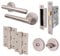 EAI Bathroom Door Handle Set | Round T-Bar Internal Door Handles, Thumb Turn & Release Set, Lock & Hinges (76mm) | Oliena Range