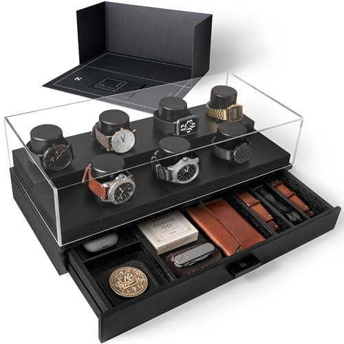 Holme & Hadfield Werten Sie Ihre Uhrensammlung mit The Collector auf – Premium-Uhrenvitrine für 7 Uhren – für Männer – Herrenuhrenbox und Uhrenetui aus Holz