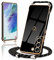 Micoden Handykette kompatibel mit Samsung Galaxy S21 FE 5G hülle Ultra dünn Kameraschutz Herz Love Design Galvanik TPU Silikon Bumper Kordel zum Umhängen Handyhülle mit Band Schutzhülle,Schwarz