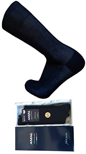 AMAL SOCKS Calze Uomo in Filo di Scozia Corte | Calzini Corti uomo Cotone 100% | Maglia Rasata in Tinta Unita | Confezione 6 Paia | 3 Taglie Prodotto Italiano