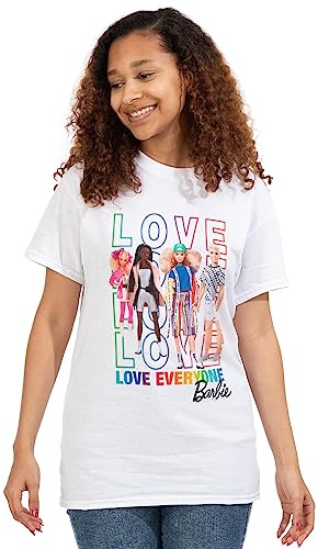 Barbie Doll Womens T-Shirt | Ladies Love Everyone Positivity Novelty Top | Fashionista White Short Sleeve Clothes Merchandise