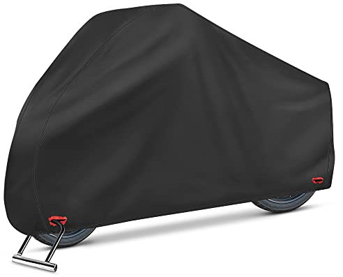 Waterproof Motorcycle Cover - 210D Oxford Motorbike Scooter Covers with Lock-Holes, All Weather Outdoor Protection Fits up to 96.5 inches Motorcycles Harley Davidson, Honda, Suzuki, Kawasaki, Yamaha