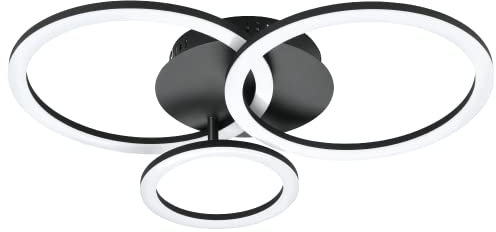 EGLO connect.z Smart-Home LED Deckenlampe Parrapos-Z, ZigBee, App und Sprachsteuerung Alexa, Lichtfarbe einstellbar (warmweiß-kaltweiß), dimmbar, Deckenleuchte schwarz weiß, 55 x 45 cm