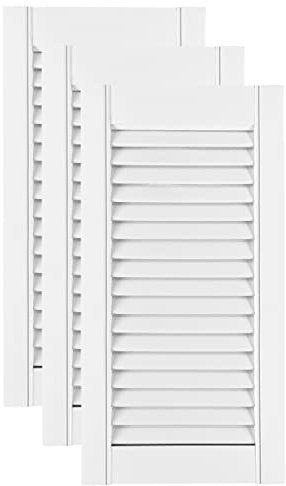 DecoMeister Lamellentüren weiß lackiert aus Holz Massivholz Holztür Schranktür mit offenen Lamellen für Kleiderschrank Möbelfronten 294x606 mm 3-er Pack