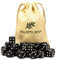 Waldfelsen 6, 12, 20, 30 oder 50 hochqualitative Würfel Standardgröße 16 mm Acrylwürfel Knobel Spielwürfel Dice 6-seitig sechsseitig Spielzubehör Set mit Stoffbeutel (Schwarz, 30 Stück)