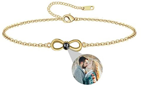 Personalisiertes Foto Armband Infinity Unendlichkeit Projektion Mit Bild Im Stein Ich Liebe Dich 100 Sprachen Für Damen Herren Paar Freundschaft Weihnachten Geschenk Silber Gold