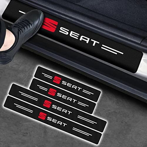 4 Stück Auto Einstiegsleisten Schutzfolie Kohlefaser Türschweller Aufkleber für Seat Leon Cupra Ibiza Tarraco Arosa Ateca Altea Auto Tür Schritt Platte Abdeckung Lackschutzfolie B