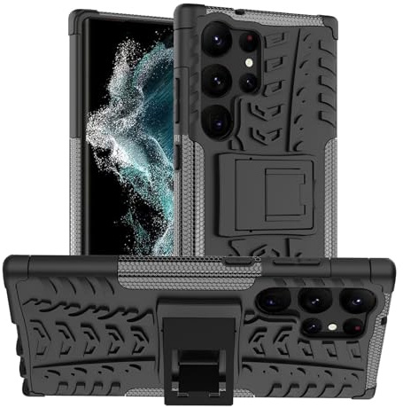 Oudoor Hülle Kompatibel mit Samsung Galaxy S23 Ultra | Case Panzer Hülle Cover Schutzhülle Etui Bumper | Schwarz