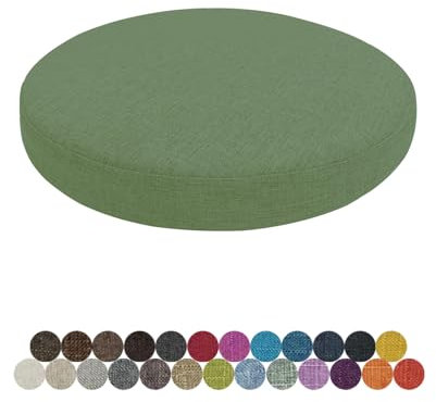 Lsjoaw Rund Sitzkissen Stuhlkissen 30 X 30 X 5CM(1 Pieces) Leinen Sitzpolster Abnehmbares Memory Schaum Runde Sitzauflage für Stuhl Bank Hocker Haus Küche Esszimmer Garten Büro,Grün