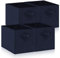 Hibtn Set of 4 Foldable Storage Box, 33 x 38 x 33 cm, Fabric with Handles Storage Cubes And Cloth Storage Organizer Drawer For Closet And Toys Storage, Navy Blue