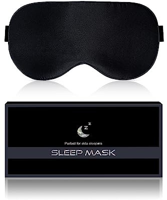 BLSSNZ Schlafmaske aus Seide, weich, atmungsaktiv, natürliche Maulbeerseide, blickdicht, zum Schlafen, mit verstellbaren Trägern, kein Druck, Augenmaske für Herren, Schwarz