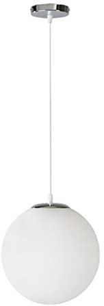TPWEWRX Nordic Modern Pendelleuchte E27 Weiß Acryl Pendel Deckenleuchte 1-flammig Globe Hängeleuchte Passender Chrom Kronleuchter für Wohnzimmer Kücheninsel Esszimmer Schlafzimmer (25cm)