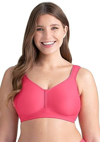 Miss Mary of Sweden Feel Fresh Non-Wired T-Shirt Bra – Unpadded Moulded Full Cups, Breathable & Moisture-Wicking 40E Coral