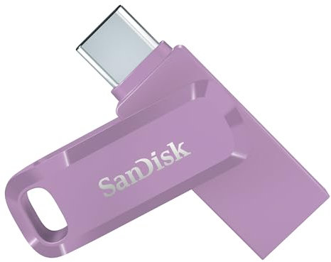 SanDisk Ultra Dual Drive Go USB Type-C Flash Drive 64GB (Memory stick up to 300 MB/s speeds, Reversible Type-C & Type-A connectors for Android Smartphone, Tablets and Mac) Lavender
