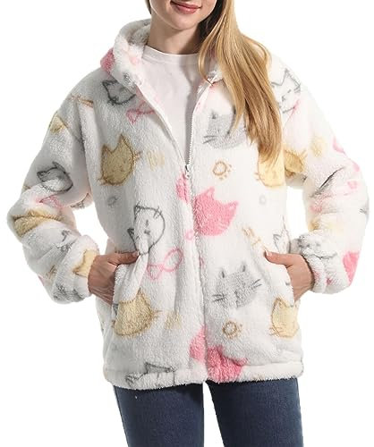 Schaffell Mantel Damen Damen Kapuzenpullover Frühling und Winter Plus Size Kapuzenpullover Sweatshirt Kapuzenpullover Schwarze Wolljacke Damen (White, M)