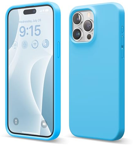 elago Flüssig Silikon Case Kompatibel mit iPhone 15 Pro Max Hülle, Premium Silikon Handyhülle, Ganzkörper Schutzhülle [4 Lagige Stoßfeste Struktur], Kratzfestes Weiches Mikrofaserfutter (Ozean Blu)