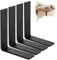 MLOQI 4 Pack Heavy Duty Shelf Brackets, 5mm Thick Scaffold Board L Wall Brackets for Shelves, Black Industrial Shelves Support (6x4/15cm x 10cm)