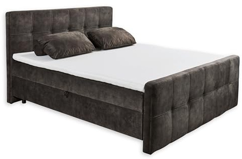 Stella Trading Valetta 6 Boxbett 180x200 in Espresso - Bequemes Doppelbett mit Bettkasten & Komfortschaum Topper - 185 x 115 x 224 cm (B/H/T)