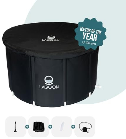 Lagoon Faltbare und aufblasbare Badewanne für die Dusche | 120 CM | Sitzbadewanne für Erwachsene | Eisbad und Wellness-Erlebnis | XXL Tragbare Badewanne - Eiswanne für zu Hause
