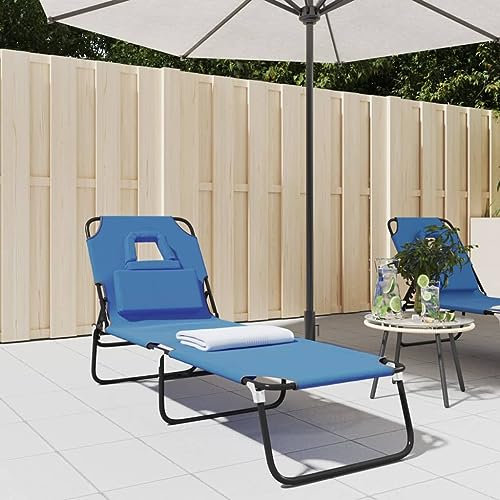 Rantry Klappbare Sonnenliege, Oxford-Gewebe und pulverbeschichtete Stahl-Sonnenliegen, Blau