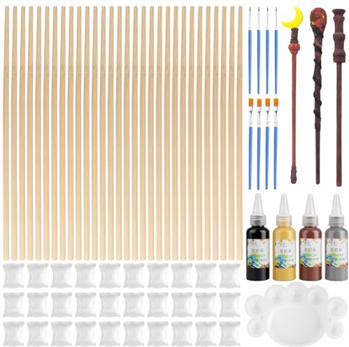 RVLZKCPG 30 Pièces Activité Manuelle Enfant, Kit de Fabrication de Baguettes Magiques en Bois, Bricolage Loisir Creatif Enfant pour Anniversaire, Cadeau pour Garçon et Fille