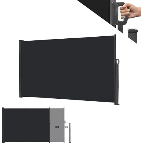 MAYTIIMO Seitenmarkise Ausziehbar Sichtschutz Sonnenschutz für Balkon Terrasse Garten Blickdicht Markise Windschutz Seitenrollo, 160 x 300 cm, Anthrazit