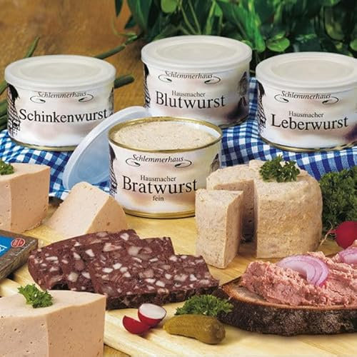 Westfälische Spezialitäten 1600g (1 Paket) In den Sorten Schinkenwurst und Hausmacher Blutwurst, Bratwurst fein und Leberwurst.
