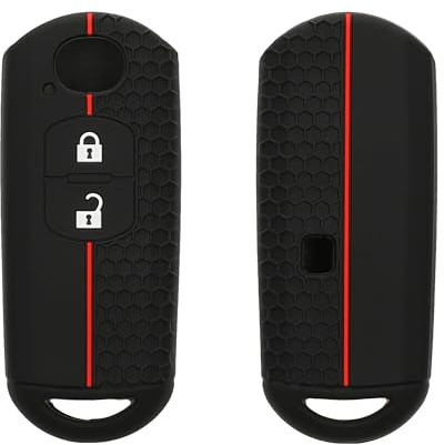 kwmobile Schlüsselhülle für Mazda 2-Tasten Keyless Go Autoschlüssel Hülle - Autoschlüssel Schlüssel Hülle aus Silikon - Schlüsseletui in Schwarz Rot