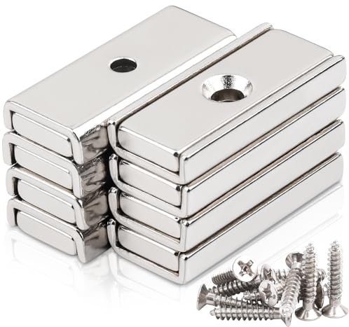 Neodym Magnete Extra Stark Groß,30x13.5x5mm Magnete Stark mit Loch,8 Stück Neodym Magnete Extra Stark mit Öffnung Starke Magnete für Schraube zum Anschrauben Topfmagnet Küchen, Badezimmer, Büro