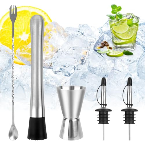 XCRPRT Cocktail-Set, Edelstahl, 5-teilig, Cocktail Zubehör, Silber, Bar Tool Set, 10363131