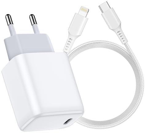 20W USB C Ladegerät und Ladekabel für iPhone 14/13/12/11/Pro Max/X/XR/XS/8P/i Pad-Weiß,i Pad Netzteil Netzstecker mit Lightning Kabel Ladeadapter Power Adapter,Schnellladekabel Schnellladegerät
