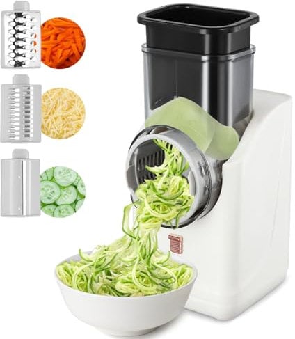 Wireless Electric Cheese Grater, 3 in 1 Electric Graters for Kitchen, USB Rechargeable Automatic Vegetable Chopper Slicer with 3 Interchangeable Blades, for Cheese Vegetable Potato Carrot Fruits
