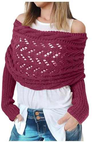 Schal mit Ärmeln Damen Multifunktionaler Schal Gestrickter Schal Sweater Wrap mit Ärmel Boho Pashmina Schal Umhang Strickschal Winter Mode Poncho Schal Ärmelschal für Frauen Wickelschal Damenschal