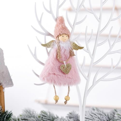 Bezaubernde Engel-Plüschpuppe für Weihnachtsbaum und Feiertagsparty-Dekor (Liebesengel Rosa)