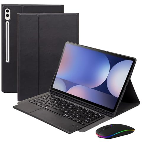 HLTOOP Tastatur Hülle für Samsung Galaxy Tab S10 Ultra 14,6 Zoll 2024/S9 Ultra 2023/S8 Ultra 2022, QWERTZ Deutsch, Magnetisch Abnehmbare Tastatur Mit Hintergrundbeleuchtung Und Touchopad, Tablet-Maus