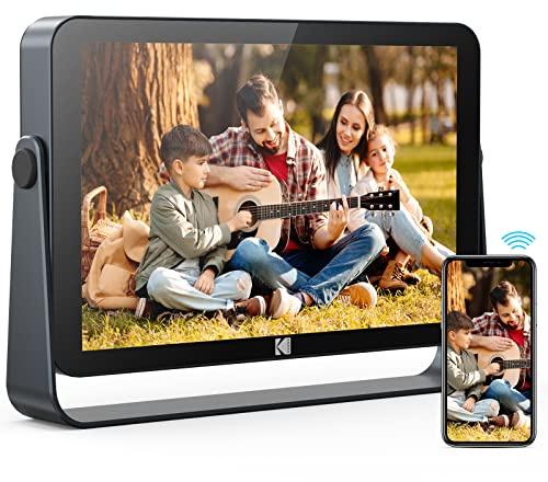Kodak Digitaler Bilderrahmen 10 Zoll WiFi 6, Touchscreen Full HD 1200 x 1920, 32 GB, Akku 3800 mAh, Diashow & Musik, Wetter Auto, Teilen über WLAN 2.4G/5G – Schwarz