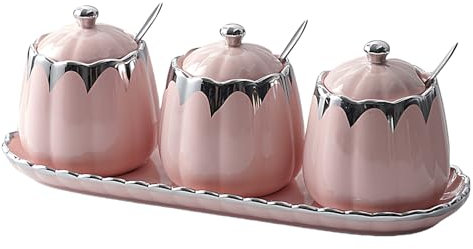 Dowbom Zuckerdose mit Deckel und Löffel, 350 ml Vorratsdose, Zuckerdose, Zuckerdose, Zuckerdose, Zuckerdose (Rosa)