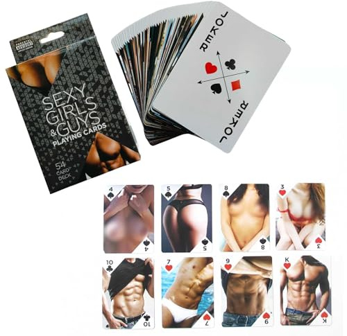 GLHYUOP Sexy MäDchen Und Mann Poker Set,54 Sexy Herren/Damen Bezug Poker-Set Standard-Spielkarte Ktv SolitäR,FüR MäNner/Frauen Lustige Geschenke