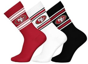 Fanatics NFL Team Crew Socks Socken 3er Pack (DE/NL/SE/PL, Numerisch, 39, 42, Regular, Regular, San Francisco 49ers)