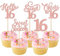 Xsstarmi 30 Pack Happy 16th Birthday Cupcake Toppers Glitter Hello 16 Fabulous Sixteen Cupcake Picks Cheers to 16 Years Cake Decorations for Sweet 16 Happy 16th Birthday Party Supplies Rose Gold